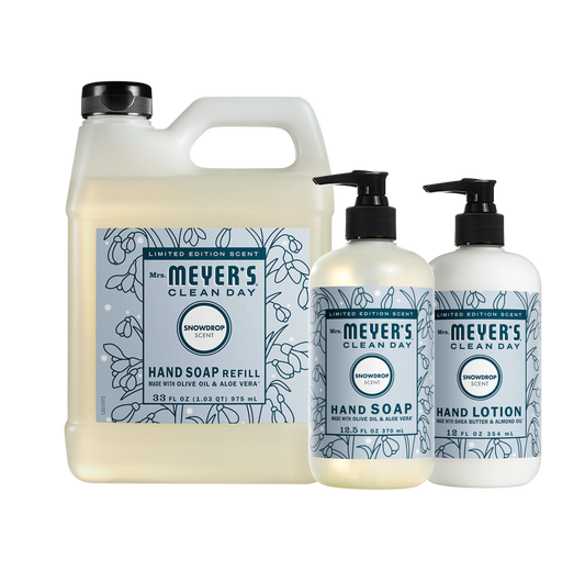 Mrs. Meyer's Snowdrop 3-Count Hand Care Bundle