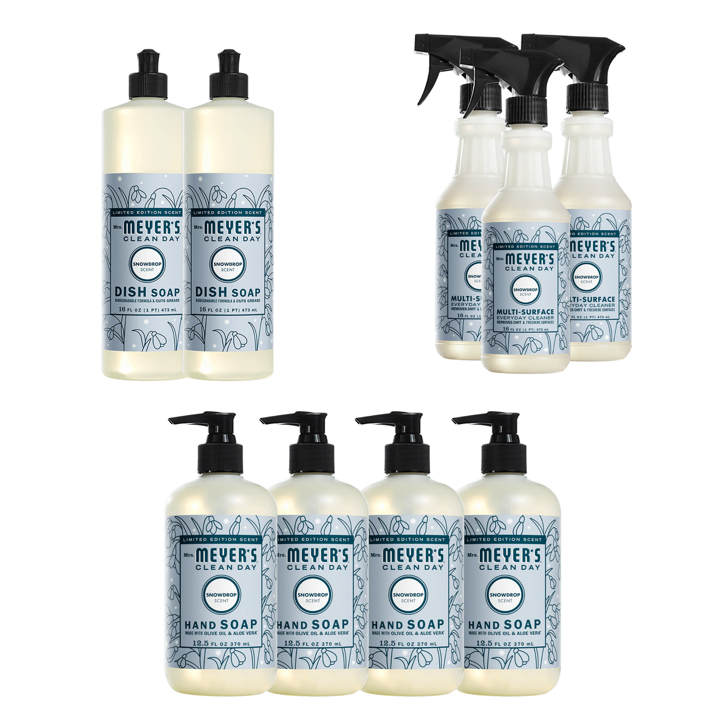 Mrs. Meyer's Snowdrop 9-Count Complete Essentials Bundle