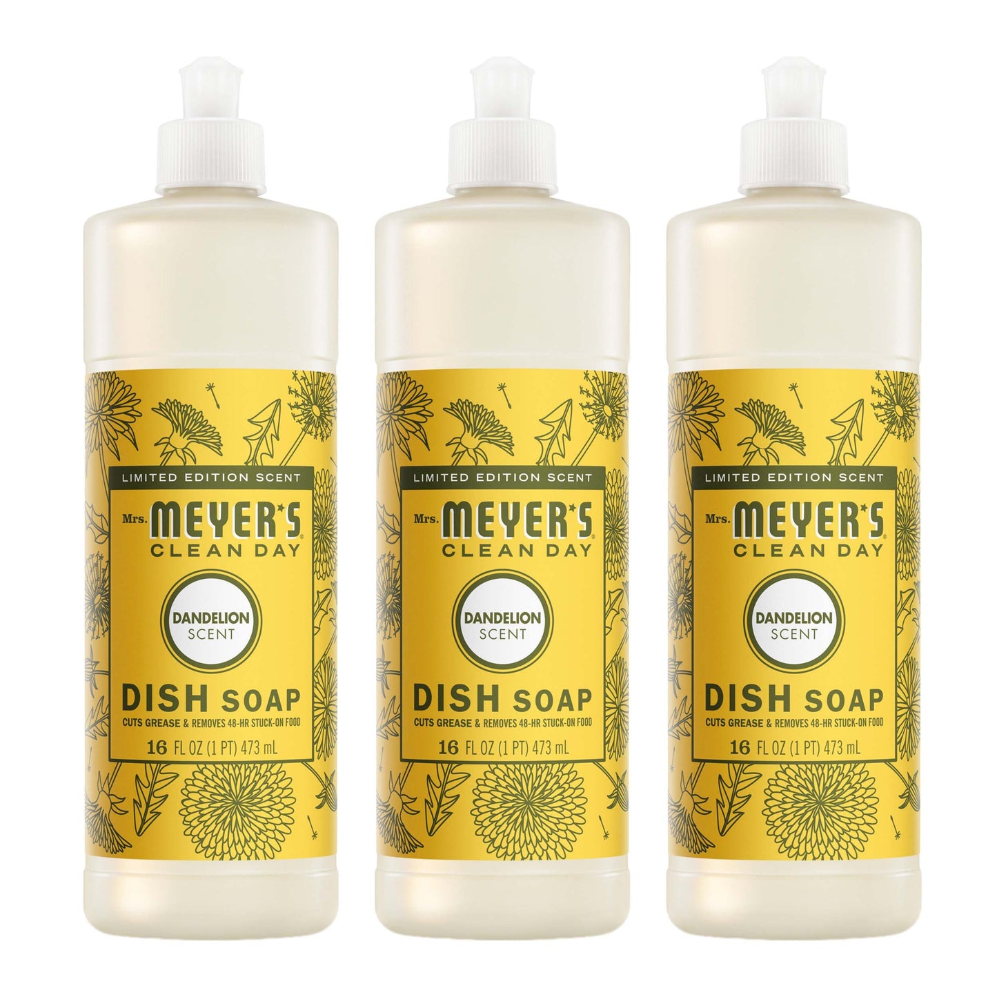 Mrs. Meyer's Dandelion 3-Count Liquid Dish Soap Bundle