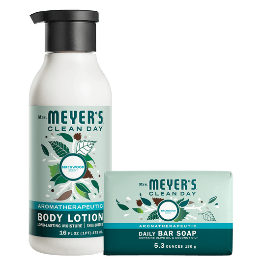 Mrs. Meyer's Birchwood Bar Soap and Body Lotion Care Set