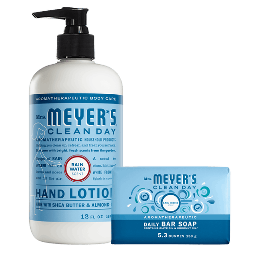 Mrs. Meyer's Rain Water Bar Soap and Hand Lotion Set