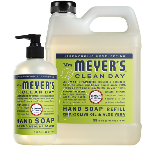 Mrs. Meyer's Lemon Verbena Liquid Hand Soap and Refill Set