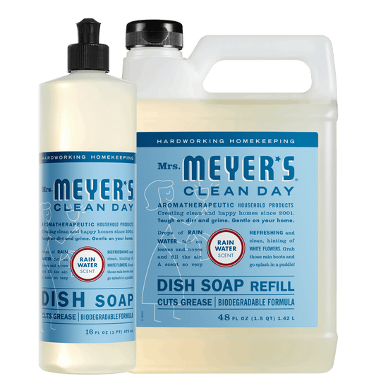 Mrs. Meyer's Rain Water Liquid Dish Soap and Refill Set