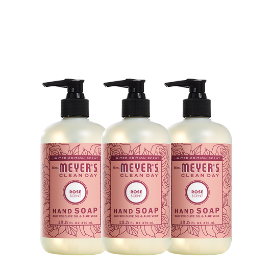 Mrs. Meyer's Rose 3-Count Liquid Hand Soap Bundle
