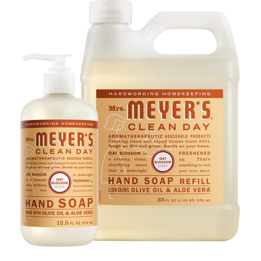 Mrs. Meyer's Oat Blossom Liquid Hand Soap and Refill Set