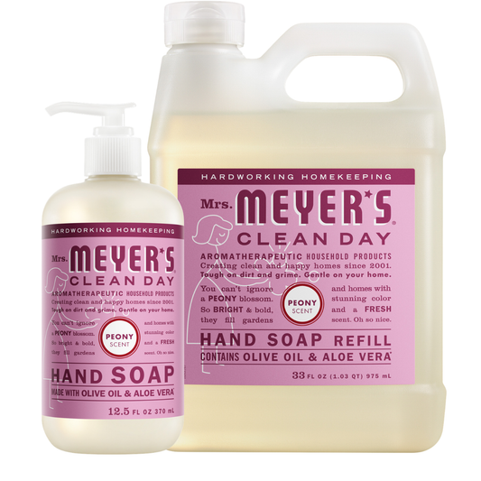 Mrs. Meyer's Peony Liquid Hand Soap and Refill Set