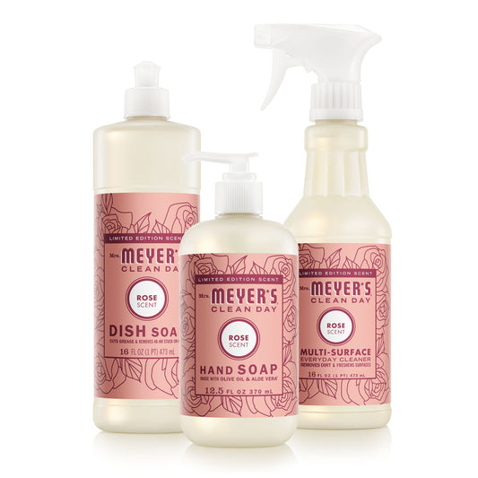 Mrs. Meyer's Rose Essential Kitchen Cleaning Set